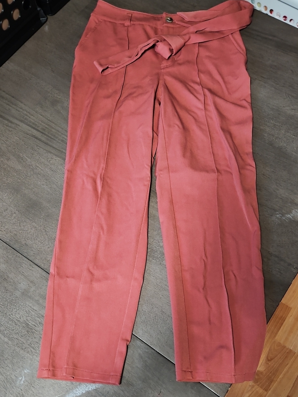 LC Lauren Conrad Coral Straight-Leg Chinos with Self-Tie Waist